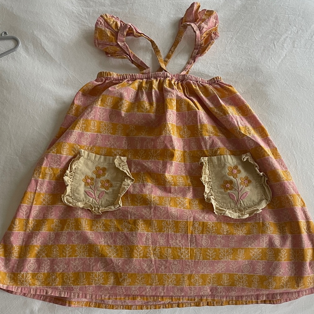 Striped Pink and Orange Kids Dress